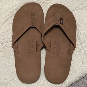 Women’s rainbow flip flops. Worn once